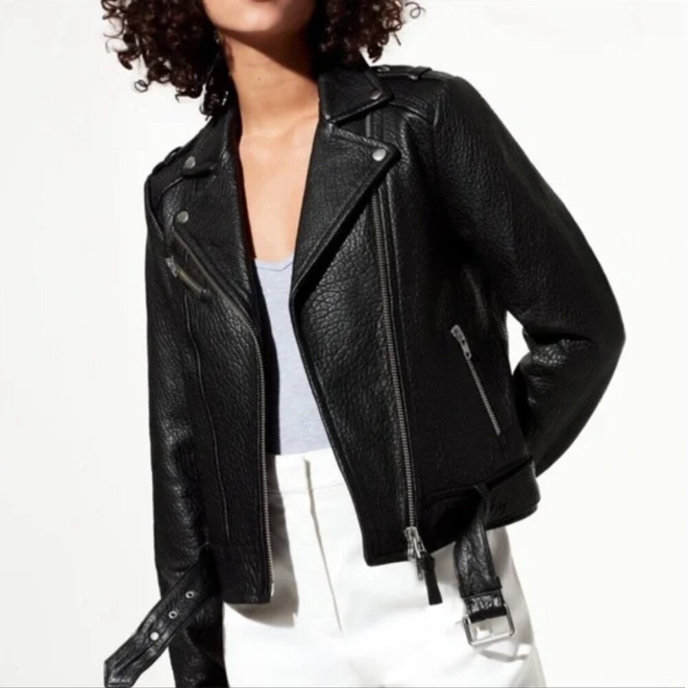 MACKAGE FOR ARITZIA Exclusive Rumer Pebbled Lambskin Leather Moto Jacket  - XXXS - Picture 2 of 12